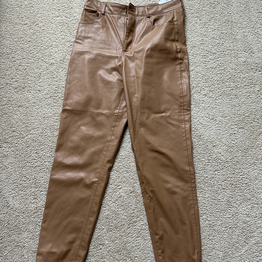 Faux leather brown pants